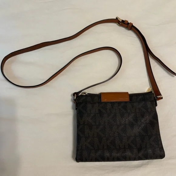 Michael Kors Brown and Tan Logo Crossbody Bag - Picture 2 of 7